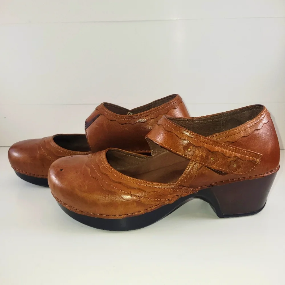 Dansko Brown Leather "Harlow" Clogs Mary Janes 41 - Picture 6 of 7